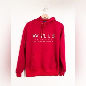Vintage Jack Wills Unisex Logo Red Hoodie Pullover Sweatshirt Size Small UK